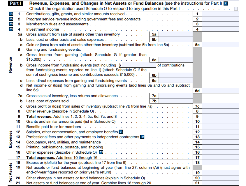 Form 990-Ez Part - 1