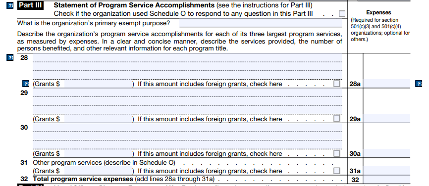 form 990-EZ Part III
